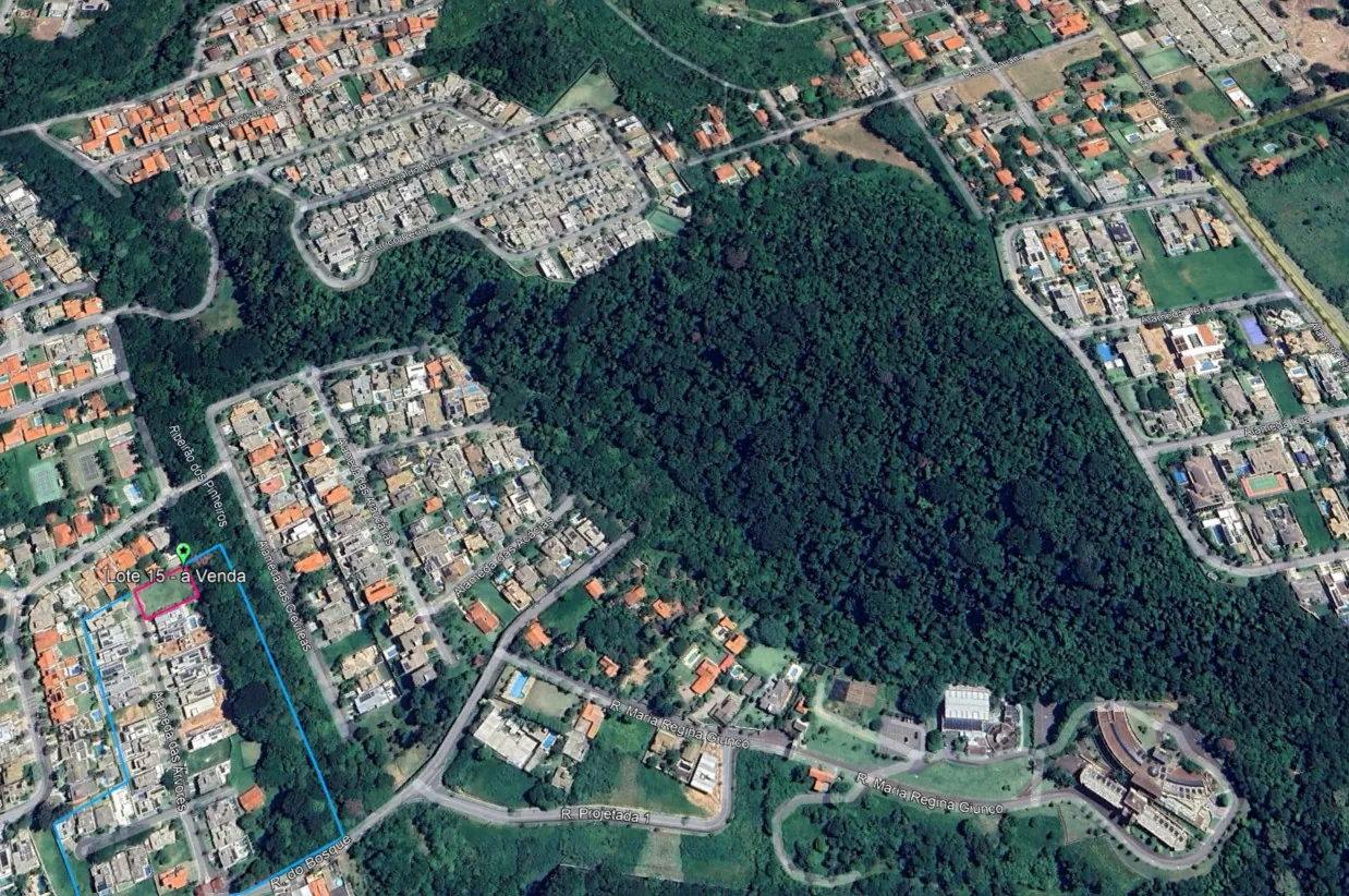 Vista aérea do Residencial Morada do Bosque e seu entorno urbano